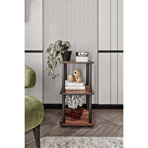 Dekoratif Masi̇vo Ki̇taplik 3 Katlı 34x34 Dikdörtgen Çok Amaçlı Raf Safi̇r Meşe