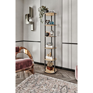 Dekoratif Masi̇vo Ki̇taplik 6 Katlı 34 Çap Yuvarlak Çok Amaçlı Raf