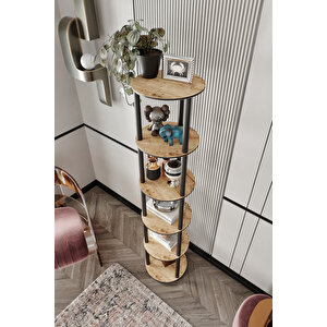 Dekoratif Masi̇vo Ki̇taplik 6 Katlı 34 Çap Yuvarlak Çok Amaçlı Raf