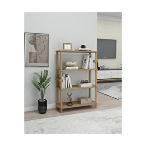 Rosa 4 Raflı Kitaplık – 112 Cm Yükseklik – Mdf Lam Gövde Ve Ahşap Ayaklı – Modern & Şık Tasarım