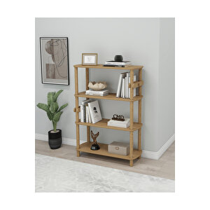 Rosa 4 Raflı Kitaplık – 112 Cm Yükseklik – Mdf Lam Gövde Ve Ahşap Ayaklı – Modern & Şık Tasarım