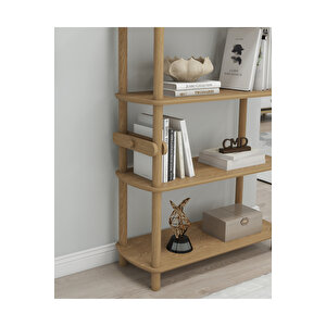 Rosa 4 Raflı Kitaplık – 112 Cm Yükseklik – Mdf Lam Gövde Ve Ahşap Ayaklı – Modern & Şık Tasarım