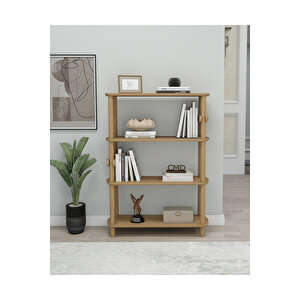 Rosa 4 Raflı Kitaplık – 112 Cm Yükseklik – Mdf Lam Gövde Ve Ahşap Ayaklı – Modern & Şık Tasarım