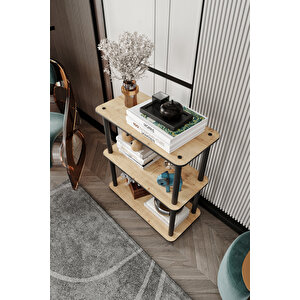 Dekoratif Masi̇vo Ki̇taplik 3 Katlı 30x60 Dikdörtgen Çok Amaçlı Raf Safi̇r Meşe