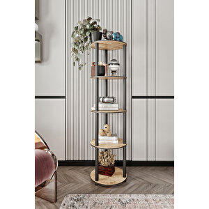 Dekoratif Masi̇vo Ki̇taplik 5 Katlı 34 Çap Yuvarlak Çok Amaçlı Raf