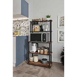 Dekoratif Masi̇vo Mikrodalga Esspresso 4 Katlı 33 Cmx68 Cm Dikdörtgen Çok Amaçlı Raf Madran Cevi̇z