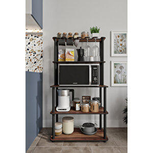 Dekoratif Masi̇vo Mikrodalga Esspresso 4 Katlı 33 Cmx68 Cm Dikdörtgen Çok Amaçlı Raf Madran Cevi̇z