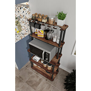 Dekoratif Masi̇vo Mikrodalga Esspresso 4 Katlı 33 Cmx68 Cm Dikdörtgen Çok Amaçlı Raf Madran Cevi̇z