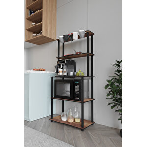 Dekoratif Masi̇vo Mikrodalga Esspresso 4 Katlı 33 Cmx68 Cm Dikdörtgen Çok Amaçlı Raf Madran Cevi̇z