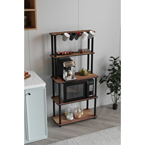 Dekoratif Masi̇vo Mikrodalga Esspresso 4 Katlı 33 Cmx68 Cm Dikdörtgen Çok Amaçlı Raf Madran Cevi̇z