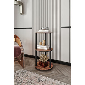 Dekoratif Masi̇vo Ki̇taplik 3 Katlı 34 Çap Yuvarlak Çok Amaçlı Raf