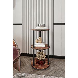 Dekoratif Masi̇vo Ki̇taplik 3 Katlı 34 Çap Yuvarlak Çok Amaçlı Raf