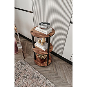 Dekoratif Masi̇vo Ki̇taplik 3 Katlı 34 Çap Yuvarlak Çok Amaçlı Raf