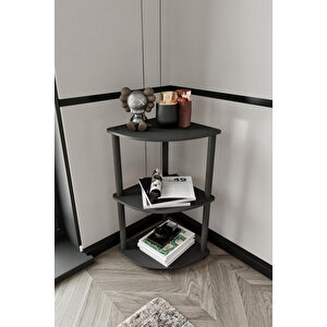 Masi̇vo Köşe Ki̇taplik Si̇yah 3 Katli