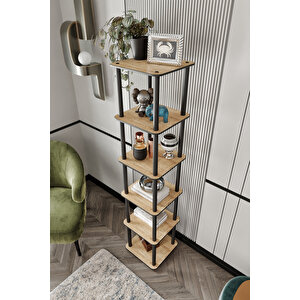 Dekoratif Masi̇vo Ki̇taplik 6 Katlı 34x34 Dikdörtgen Çok Amaçlı Raf Safi̇r Meşe