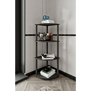 Masi̇vo Köşe Ki̇taplik Si̇yah 4 Katli