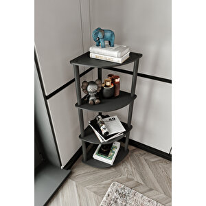 Masi̇vo Köşe Ki̇taplik Si̇yah 4 Katli