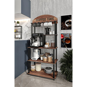 Coffee Tıme Çok Amaçlı Dolap Kahve Köşesi Madran Ceviz Tüm Kahve Makineleri