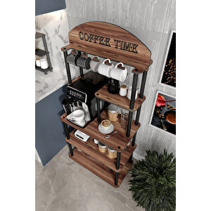Coffee Tıme Çok Amaçlı Dolap Kahve Köşesi Madran Ceviz Tüm Kahve Makineleri
