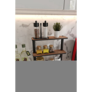 Dekorati̇f  3 Katli Tezgah Üstü Raf 11 Cm X 40 Cm Madran Cevi̇z