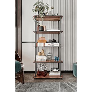Dekoratif Masi̇vo Ki̇taplik 5 Katlı 30x60 Dikdörtgen Çok Amaçlı Raf Madran Cevi̇z