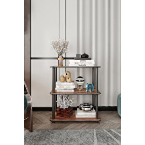 Dekoratif Masi̇vo Ki̇taplik 3 Katlı 30x60 Dikdörtgen Çok Amaçlı Raf Madran Cevi̇z