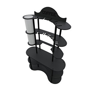 Brew-bliss Mutlu Kahve Köşesi̇-çok Amaçli Mutfak Rafi Si̇yah-lambader Aydinlatmali