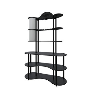 Brew-bliss Mutlu Kahve Köşesi̇-çok Amaçli Mutfak Rafi Si̇yah-lambader Aydinlatmali