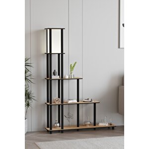 Escaleras Raflı Kitaplık Lambader Meşe