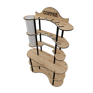 Brew-bliss Mutlu Kahve Köşesi̇-çok Amaçli Mutfak Rafi Safi̇r Meşe-lambader Aydinlatmali