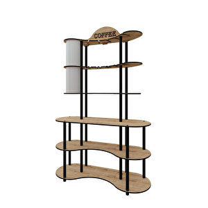 Brew-bliss Mutlu Kahve Köşesi̇-çok Amaçli Mutfak Rafi Safi̇r Meşe-lambader Aydinlatmali