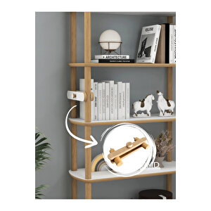 Rosa 6 Raflı Beyaz Kitaplık – Minimalist Mdf & Ahşap Tasarım – 174x80x30 Cm