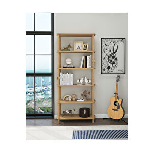 Rosa Ahşap Kitaplık :6 Raflı Minimalist Mdf Ve Ahşap Tasarım 174cm X 80cm X 30cm Derinlikte Kitaplık
