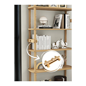 Rosa Ahşap Kitaplık :6 Raflı Minimalist Mdf Ve Ahşap Tasarım 174cm X 80cm X 30cm Derinlikte Kitaplık