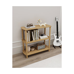 Rosa 3 Raflı Kitaplık – Minimalist Tasarım, Mdf Lam Gövde, Ahşap Ayaklı, 80 Cm Raflı Dolap