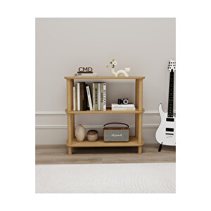 Rosa 3 Raflı Kitaplık – Minimalist Tasarım, Mdf Lam Gövde, Ahşap Ayaklı, 80 Cm Raflı Dolap