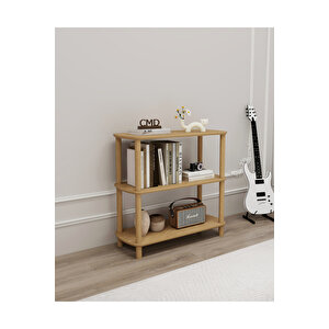 Rosa 3 Raflı Kitaplık – Minimalist Tasarım, Mdf Lam Gövde, Ahşap Ayaklı, 80 Cm Raflı Dolap
