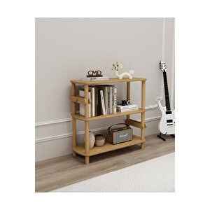 Rosa 3 Raflı Kitaplık – Minimalist Tasarım, Mdf Lam Gövde, Ahşap Ayaklı, 80 Cm Raflı Dolap