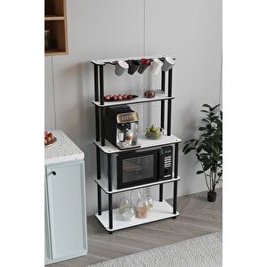 Dekoratif Masi̇vo Mikrodalga Esspresso 4 Katlı 33 Cmx68 Cm Dikdörtgen Çok Amaçlı Raf Beyaz