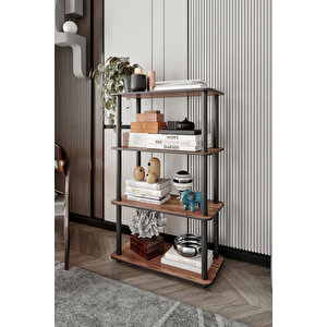 Dekoratif Masi̇vo Ki̇taplik 4 Katlı 30x60 Dikdörtgen Çok Amaçlı Raf Madran Cevi̇z