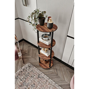 Dekoratif Masi̇vo Ki̇taplik 4 Katlı 34 Çap Yuvarlak Çok Amaçlı Raf