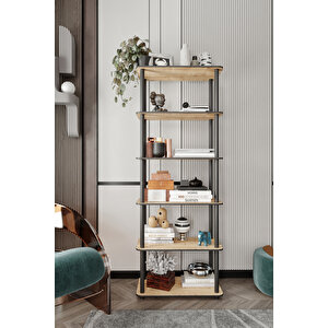 Dekoratif Masi̇vo Ki̇taplik 6 Katlı 30x60 Dikdörtgen Çok Amaçlı Raf Safi̇r Meşe