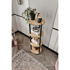 Dekoratif Masi̇vo Ki̇taplik 4 Katlı 34 Çap Yuvarlak Çok Amaçlı Raf