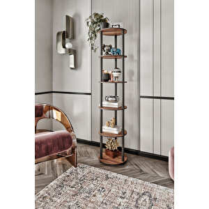 Dekoratif Masi̇vo Ki̇taplik 6 Katlı 34 Çap Yuvarlak Çok Amaçlı Raf