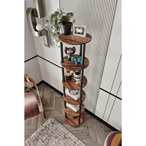 Dekoratif Masi̇vo Ki̇taplik 6 Katlı 34 Çap Yuvarlak Çok Amaçlı Raf