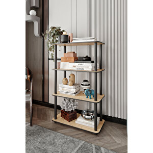 Dekoratif Masi̇vo Ki̇taplik 4 Katlı 30x60 Dikdörtgen Çok Amaçlı Raf Safi̇r Meşe