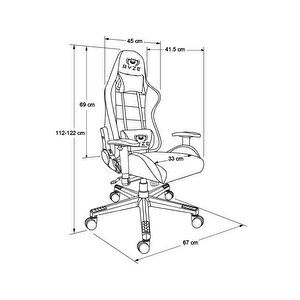 Ryze Kids Target Çalışma Ve Oyuncu Koltuğu Siyah 68x110,5-120,5x70 Cm