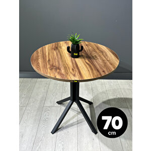 Nisa Kemençe Yuvarlak Mutfak Masası Yemek Masası Metal Siyah Ayak 70 Cm