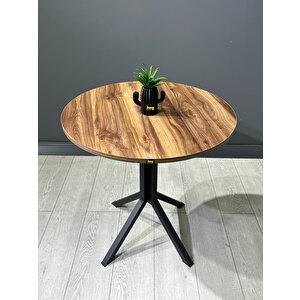 Nisa Kemençe Yuvarlak Mutfak Masası Yemek Masası Metal Siyah Ayak 70 Cm