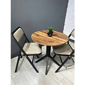 Nisa Kemençe Yuvarlak Mutfak Masası Yemek Masası Metal Siyah Ayak 70 Cm